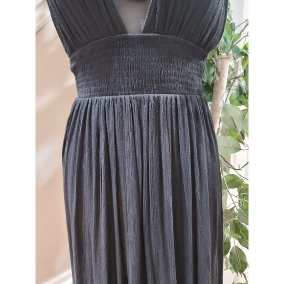 Forever 21 Women's Black Solid Open Side V-Neck Sleeveless Long Maxi Dress M - Picture 3 of 15